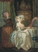 Attributed to henry pether Dame elegante a sa table de toilette avec une servante oil